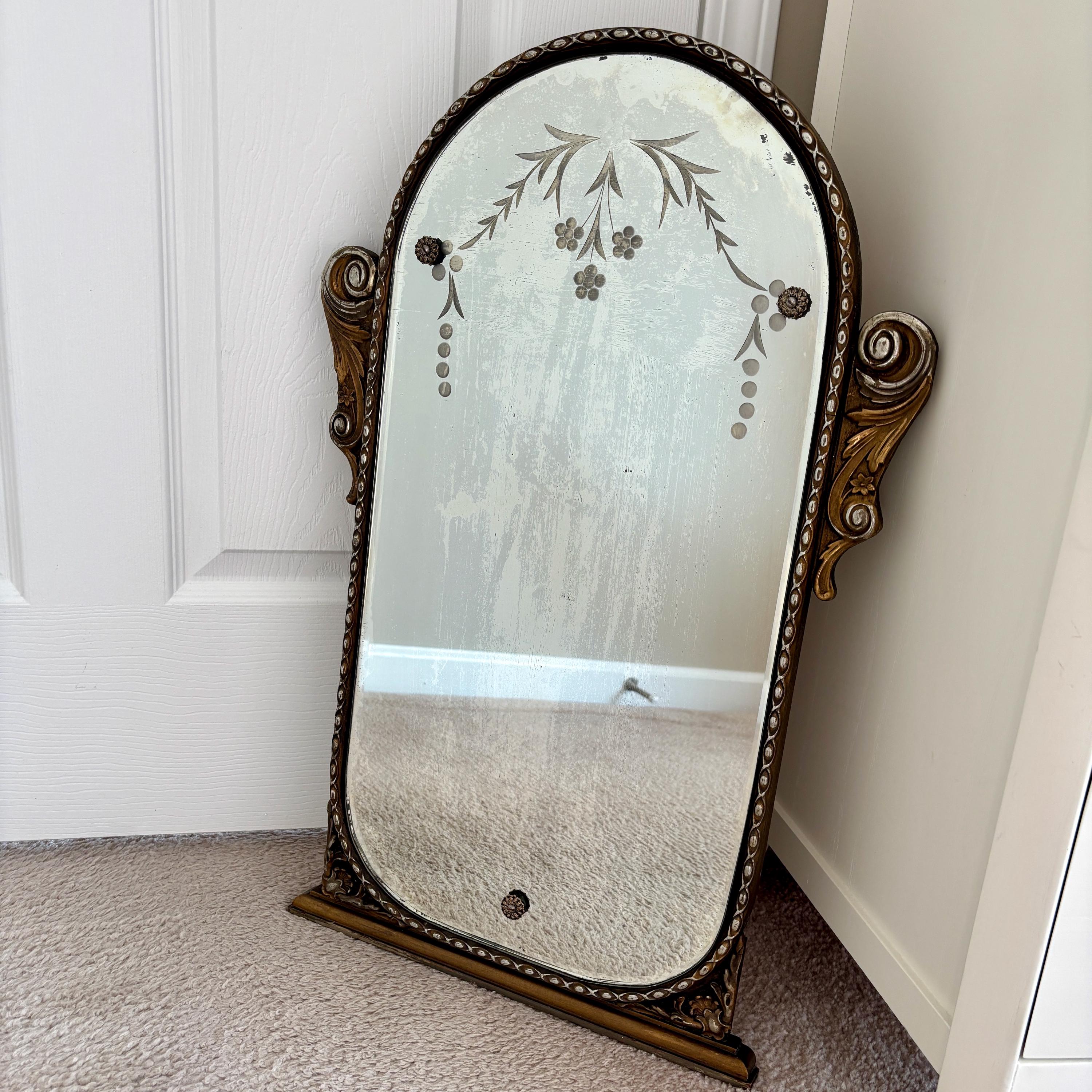 Antique Beveled Etched Mirror - Etsy