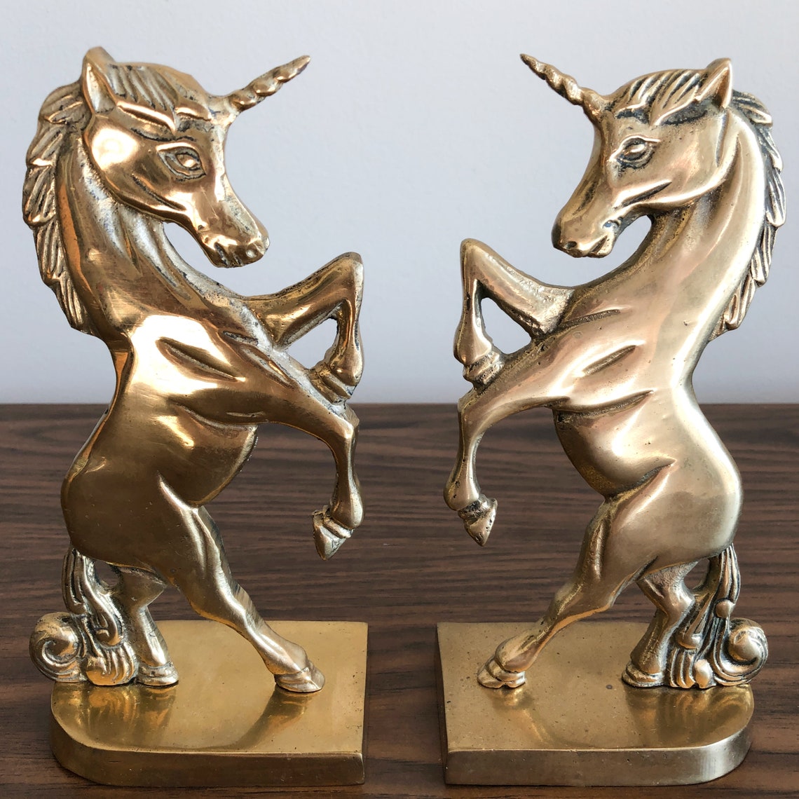 Vintage Pair Brass Unicorn Bookends Andrea by Sadek Andrea by Etsy