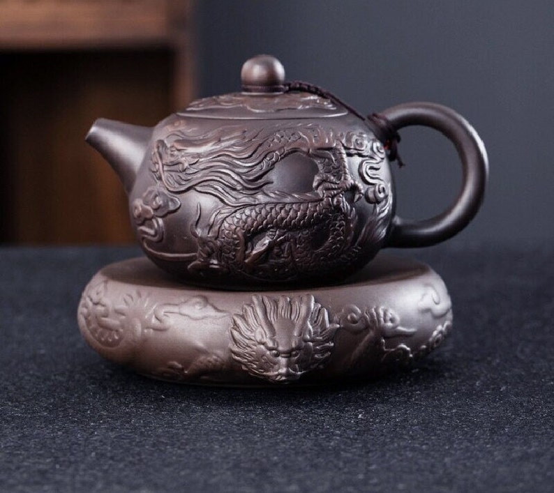 Hand Drawn Dragon Clay Teapot Chinese Tea Pot Purple Clay Etsy