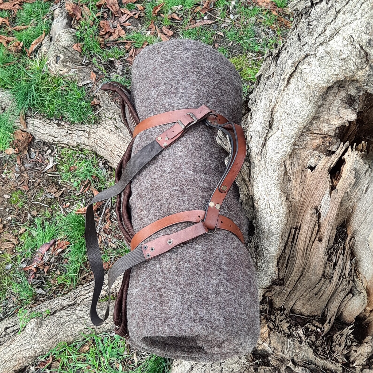 Bushcraft Wool Blanket Sleeping Bag Handmade Leather Strap Etsy
