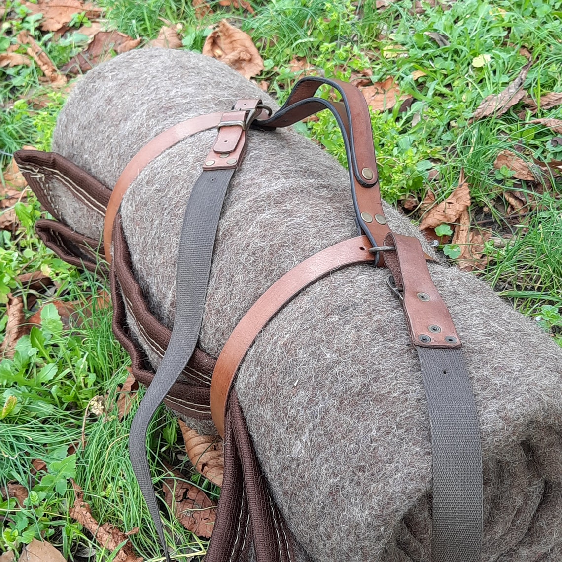 Bushcraft Wool Blanket Sleeping Bag Handmade Leather Strap Etsy