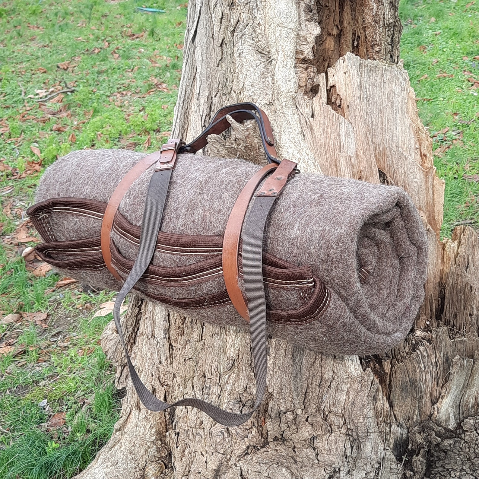 Bushcraft Wool Blanket Sleeping Bag Handmade Leather Strap Etsy