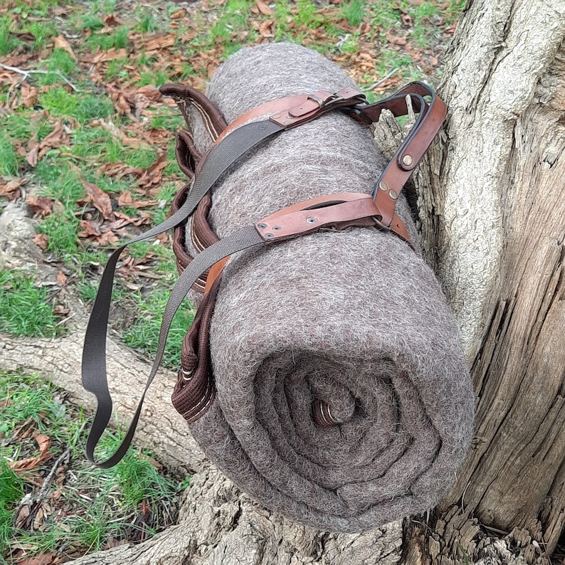 Bushcraft Wool Blanket Sleeping Bag Handmade Leather Strap Etsy