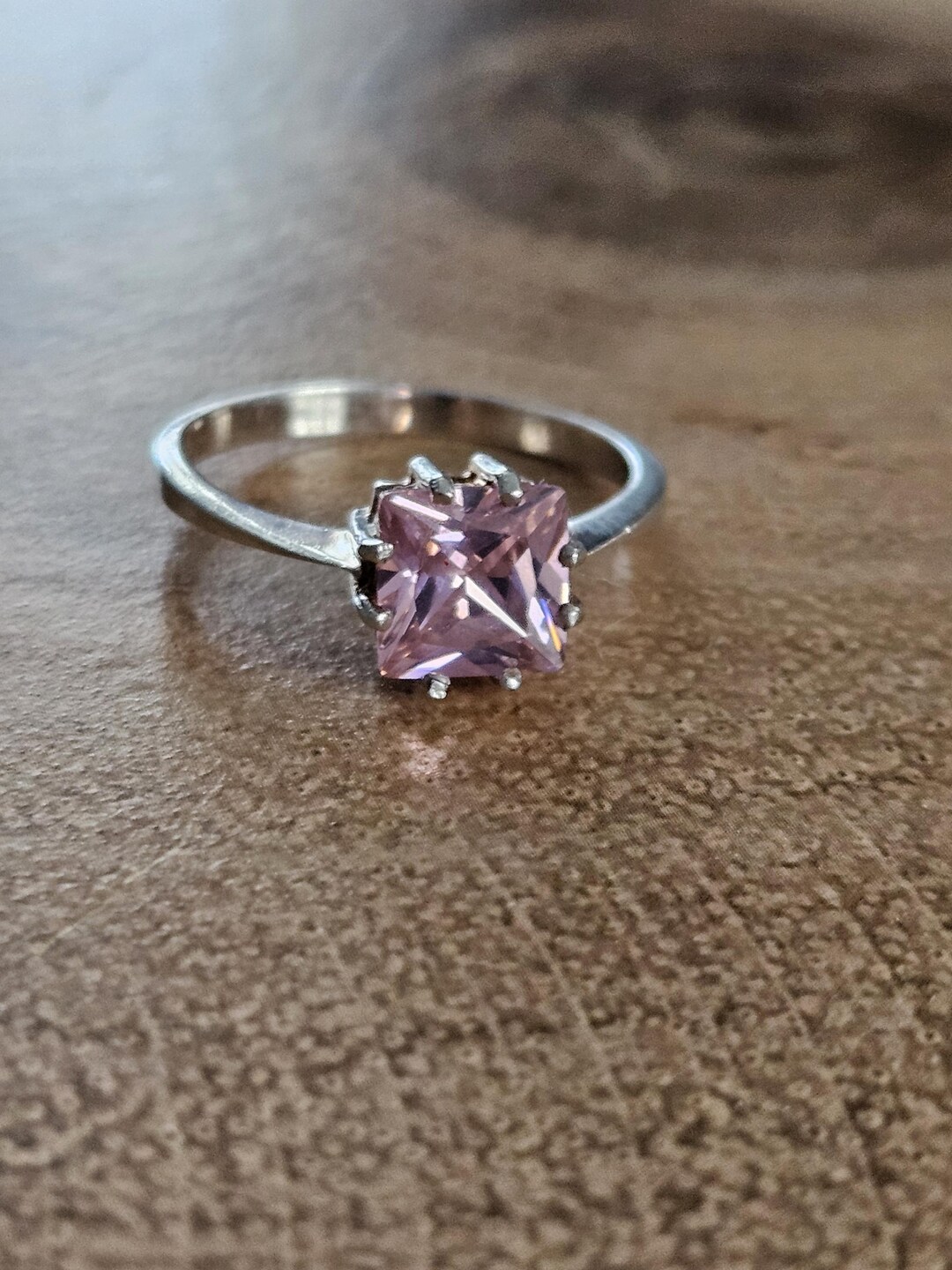 Sterling Silver Simulated Morganite Ring - Etsy
