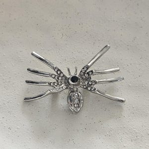 Silver Tone Spider Brooch