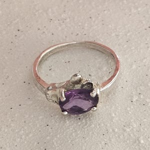 Vintage Sterling Silver Amethyst Ring, Size K
