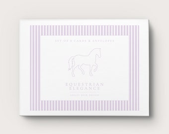 Equestrian Elegance | Personalized Notecards | Custom Notecards | Lavender Horse Notecards