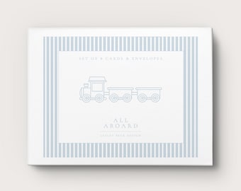 All Aboard | Personalized Notecards | Custom Notecards | Blue Train Notecards