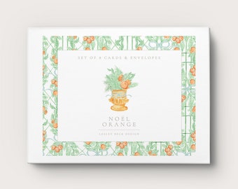 Noel Orange | Watercolor Notecards | Holiday Notecards | Winter Notecards