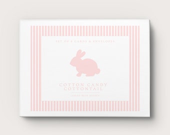 Cotton Candy Cottontail | Personalized Notecards | Custom Notecards | Pink Bunny Notecards