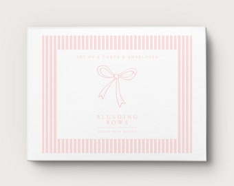 Blushing Bows | Personalized Notecards | Custom Notecards | Striped Notecards