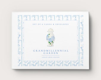 Grandmillennial Garden | Garden Notecards | Blue and White Stationery