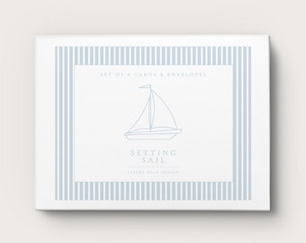 Setting Sail | Personalized Notecards | Custom Notecards | Blue Sail Boat Notecards