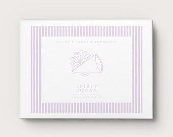 Spirit Squad | Personalized Notecards | Custom Notecards | Lavender Cheerleading Notecards