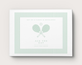 Ace the Day | Personalized Notecards | Custom Notecards | Green Tennis Notecards