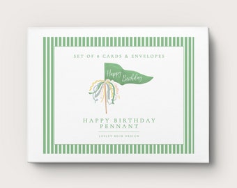 Birthday Boy | Personalized Notecards | Custom Notecards | Green Pennant Flag Notecards
