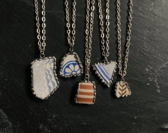 Sea Pottery Pendant Necklace