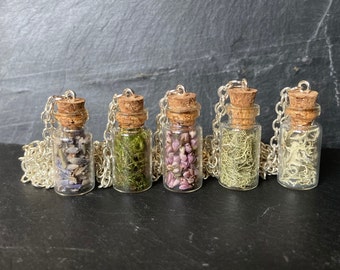 Flowers and Moss Jar Necklace