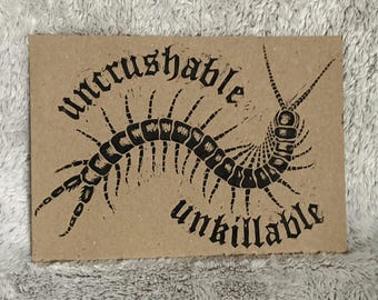 Uncrushable- Original A5 Linocut Print