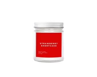 Strawberry Shortcake | Soy Wax Candle | Food Candle | Dessert Candle | Strawberry glaze |  Vanilla |