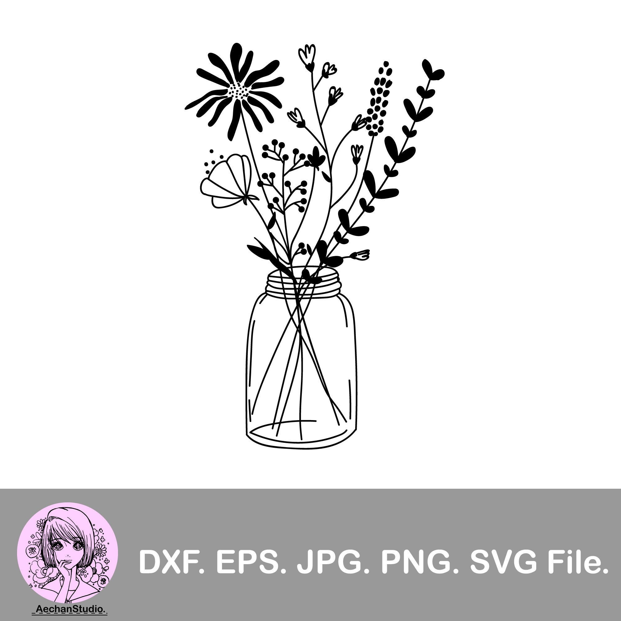 Mason Jar SVG, Wildflowers Design SVG and PNG File (Download Now) Etsy