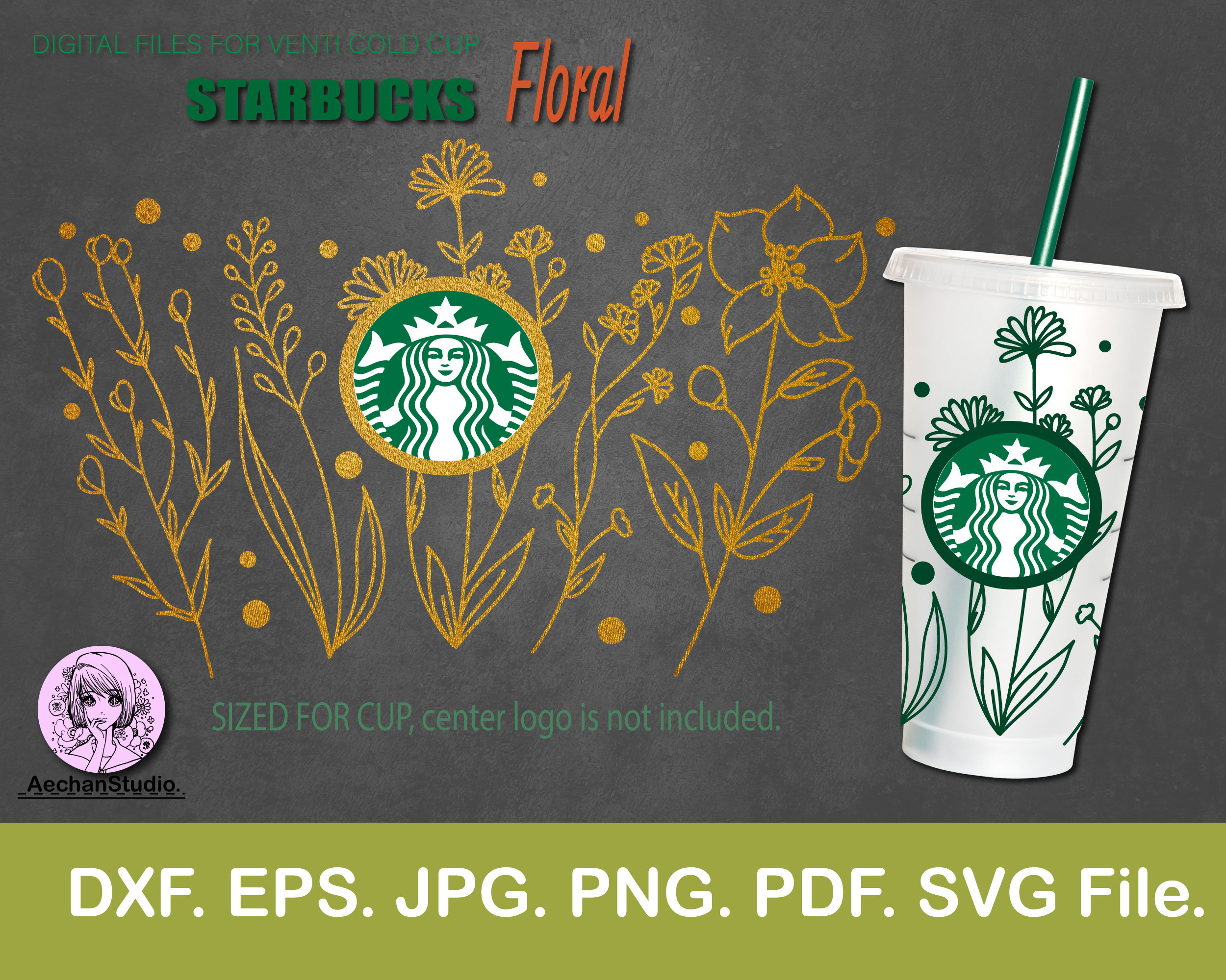 Download Floral Starbucks Cup SVG Starbucks Venti Cold Cup 24oz | Etsy