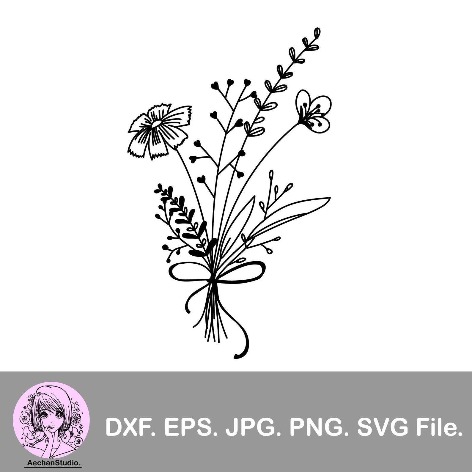 Wild Bouquet, Wildflowers Design SVG and PNG File Etsy