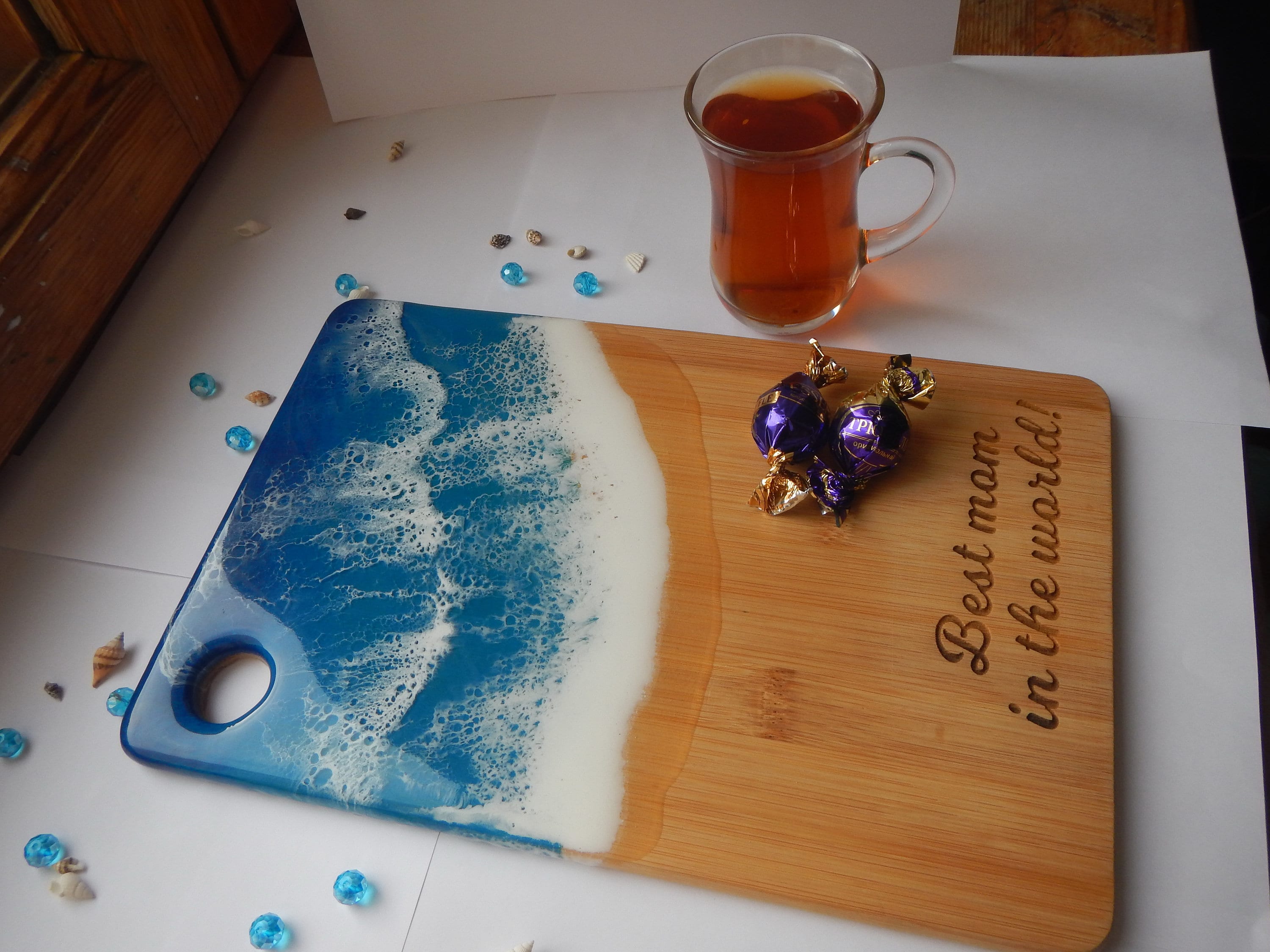 Resin cutting board ocean epoxy board cutting ocean wave