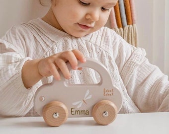 Wooden toy car, personalized car, gift boy baptism, birthday gift, baby toddler toy, wooden car with name