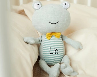 Cuddly toy frog personalized with name / children's gift dolls / stuffed toy with name / personalized children's gift