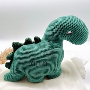 Cuddly toy dino personalized / stuffed animal / plush toy knit / baby gift