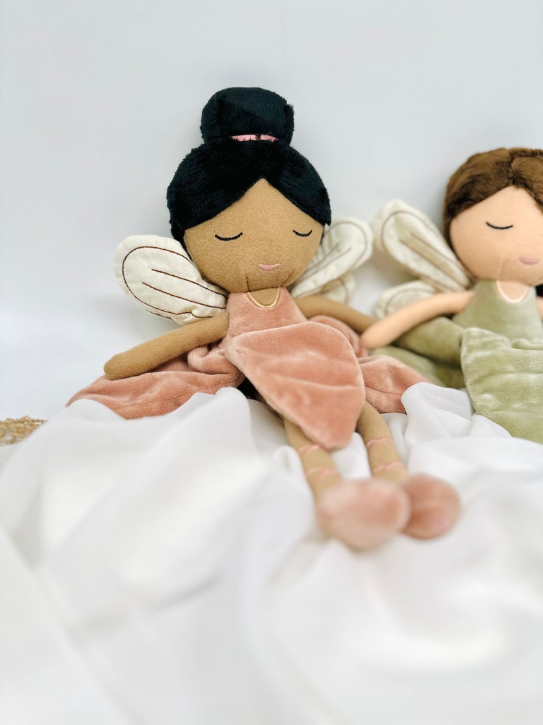 Kuscheltier Fee mit Name Personalisiert, Geschenk zur Geburt, Geschenk zur Taufe, Geschenk für 2 Jährige Mädchen, Mädchengeschenk Altrosa Bild 7