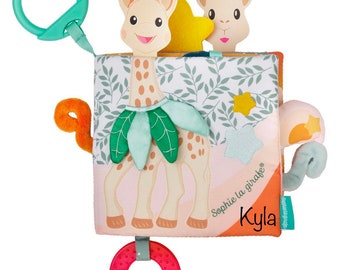 Buggybuch personalisiert Babyspielzeug mit Name Fühlbuch Babypartygeschenk Babygeschenk Sophie la Giraff Geschenk zur Geburt Babybuch