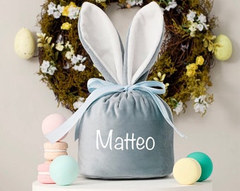 Ostersäckchen mit Name | Ostersäckchen für Kinder | Hasenohren | Rosa Ostersack Geschenksack | Osterhase mit Name |personalisiertes Körbchen