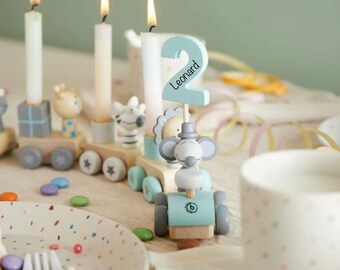 Birthday train table decoration children's birthday | Baby birthday 0-99 years wooden train gift idea