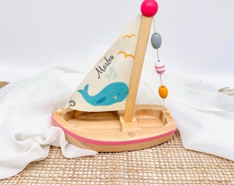 Personalisiertes Segelboot Holzspielzeug Kind / Wasserspielzeug / Geburtstagsgeschenk / Sommer / Sandspielzeug / Boot mit Name