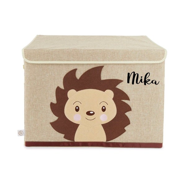 Personalisierte Aufbewahrungsbox Igel mit Deckel | Korb für Spielsachen | Personalisierte Kinderzimmerdeko Spielzeug Aufbewahrung Kinder