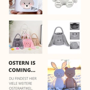 Ostersäckchen mit Name Ostersäckchen für Kinder Hasenohren Rosa Ostersack Geschenksack Osterhase mit Name personalisiertes Körbchen Bild 9