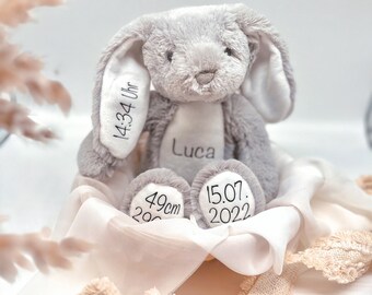 Coniglietto di peluche personalizzato con nome e data di nascita/coniglietto di Pasqua/regalo per nascita/regalo di Pasqua bambini