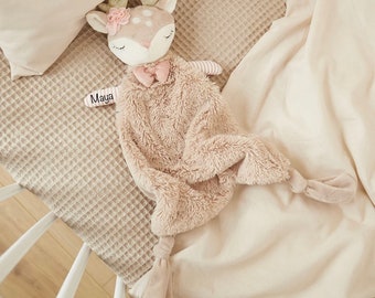 Couverture câline avec le nom Cerf Bieco couverture câline imprimée fille peluche cadeau pour la naissance cadeau de bébé peluche personnalisée