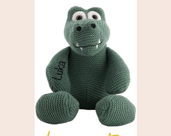 Cuddly toy crocodile personalized / soft toy / plush toy knit / baby gift