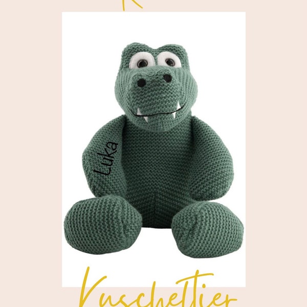 Doudou crocodile personnalisé / doudou / peluche tricot / cadeau bébé