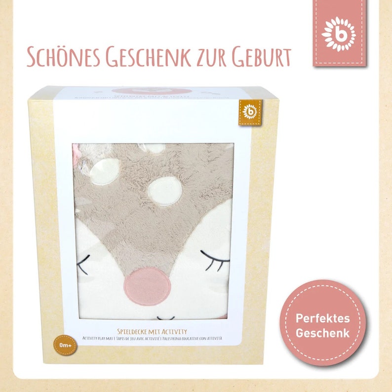 Krabbeldecke personalisiert Babydecke Spieldecke Reh / Geburtsgeschenk / Babyparty Babygeschenk zur Taufe Geschenk zur Geburt Bild 7