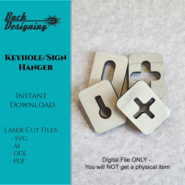 Keyhole Hanger| Photo Hanger | Laser Cut File | Digital cut file | Glowforge | Hanging Hardware | Multi Directional Keyhole Hanger