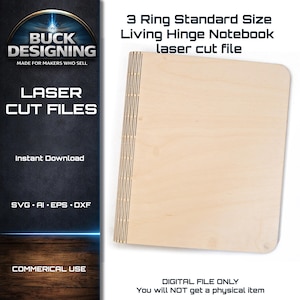 Arquivo de corte a laser para caderno com dobradiça de 3 anéis – download digital svg ai eps dxf para lasers Glowforge e CO2