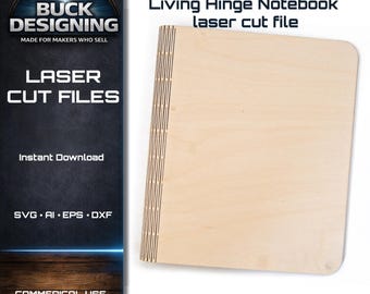 3 Ring Living Hinge Notebook laser cut file – svg ai eps dxf digital download for Glowforge & CO2 lasers