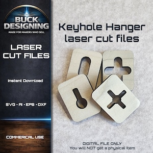 Paquete de archivos cortados con láser para colgadores de letreros multidireccionales y con forma de ojo de cerradura (svg, ai, eps y dxf) para láseres Glowforge y CO2.