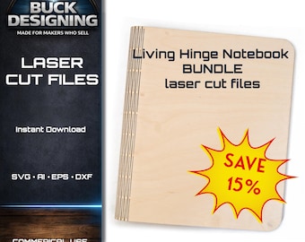 Living Hinge Notebook bundle A5 3 ring 12x12 laser cut file set – svg ai eps dxf digital download for Glowforge & CO2 lasers