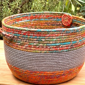 Orange and Brown Crock Handle Basket