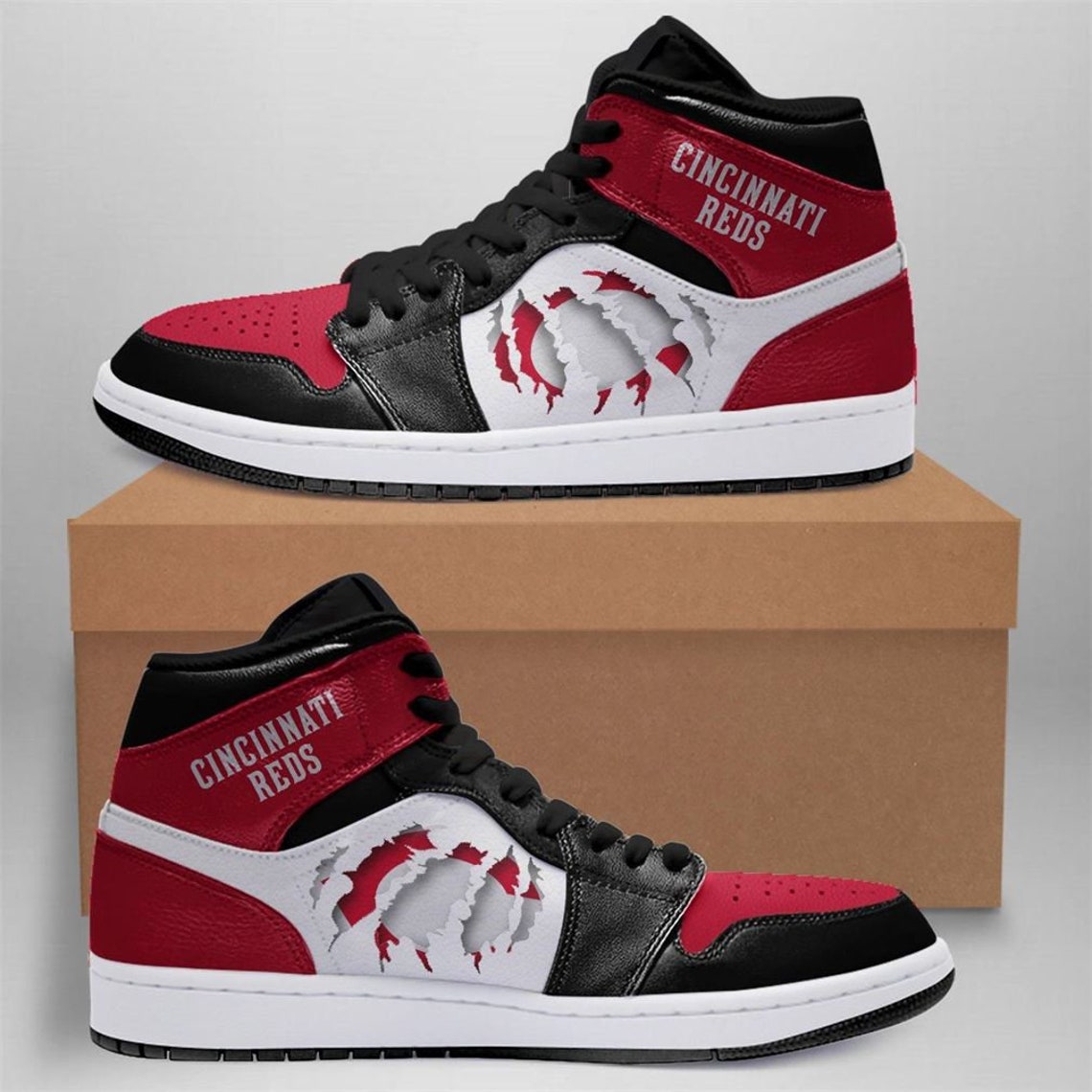 Cincinnati Reds Ver2 Baseball Mlb Air Jordan Hightop Jd1 Shoes Etsy